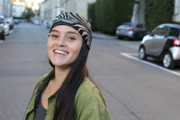 Retrato Mulher Bonita Rua Cidade — Fotografia de Stock