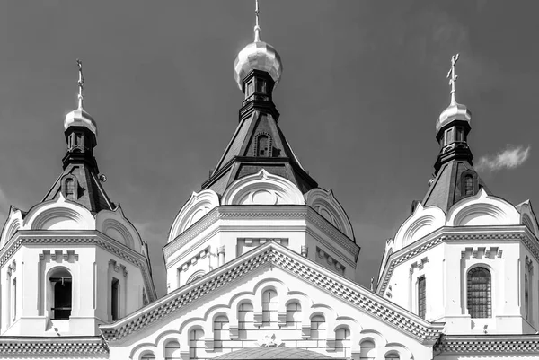 Catedral Alexander Nevsky en Nizhny Novgorod, cúpulas y elementos de fachada — Foto de Stock