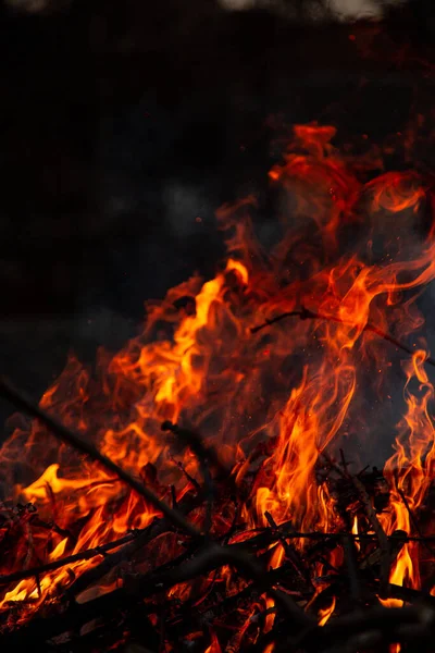 Evening Fire Burning Flames High Quality — стоковое фото