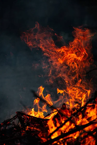 Fuego Tarde Está Ardiendo Llamas Alta Calidad —  Fotos de Stock