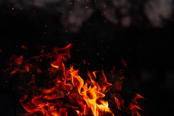 Evening Fire Burning Flames High Quality — Foto de Stock