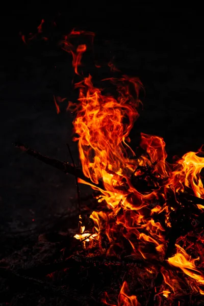 Evening Fire Burning Flames High Quality — Foto de Stock