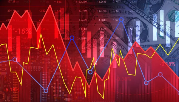 Abstract Financial Chart Tech Stock Downtrend Line Graph Stock Market — Stock Photo, Image