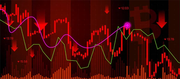 Wykres Finansowy Wykresem Linii Spadkowej Strzałki Rynku Akcji Abstrakcyjny Wykres — Wektor stockowy