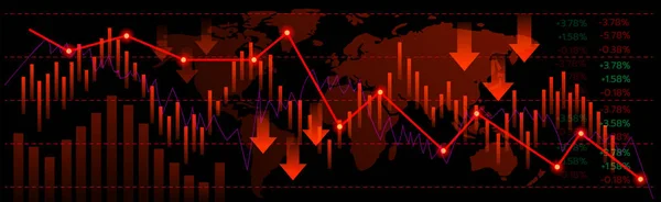 Recessão Financial Crysis Vector Conceito Gráfico Gráfico Linhas Indicadores Ilustração —  Vetores de Stock