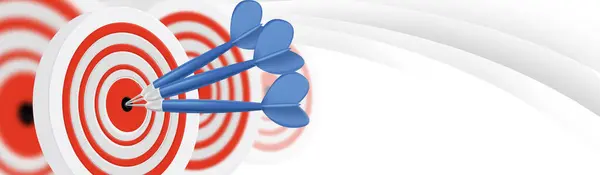 arrows hitting the center of target, target Red Executive Vision on grey background, 3d rende