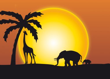 Afrika hayvanları silüeti