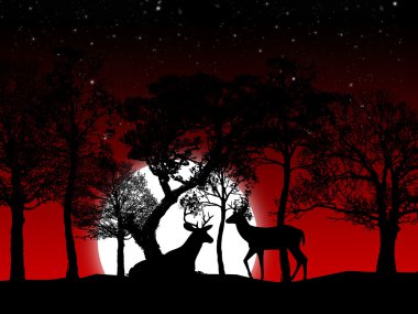 İki geyikler silüeti