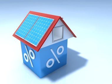 3D ev ile yüzde simgesi