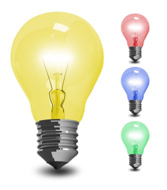 Dört renkli lightbulbs