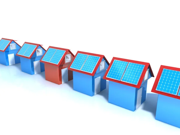 Houses with solar batteries — Stock Photo, Image