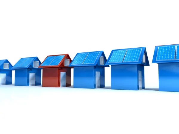 Houses with solar batteries — Stock Photo, Image