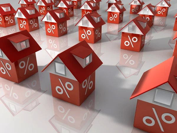 3D house with percent symbol — Stock Photo, Image