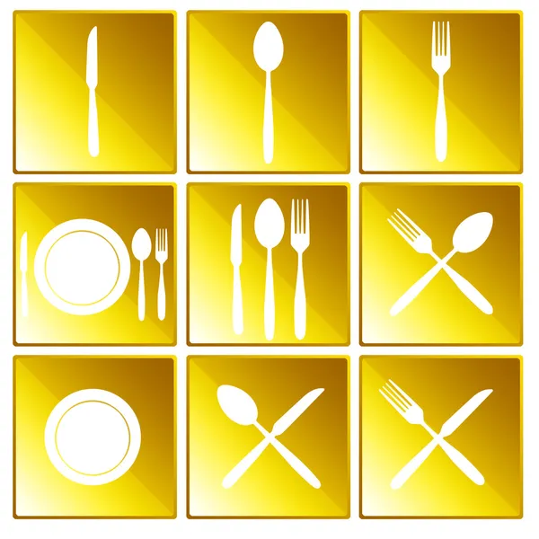 Набор икон с символом ресторана — стоковое фото