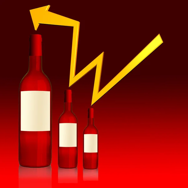 Bottiglie di vino e freccia — Foto Stock