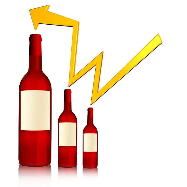 Bottles of wine and arrow — Stock Photo, Image