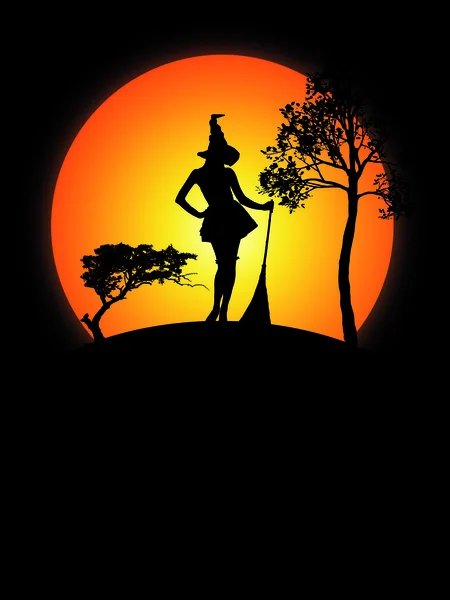 Fond Halloween avec silhouette — Photo