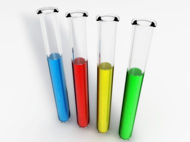 test tüpleri sıvı ile