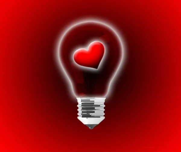 Cuore in una lampadina — Foto Stock