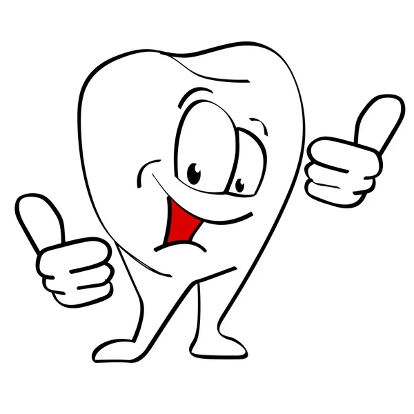 Cartoon tooth with thumb up — Stock Photo, Image