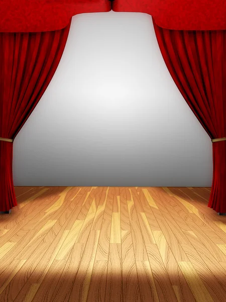 Curtains with gray screen — Stock Photo, Image