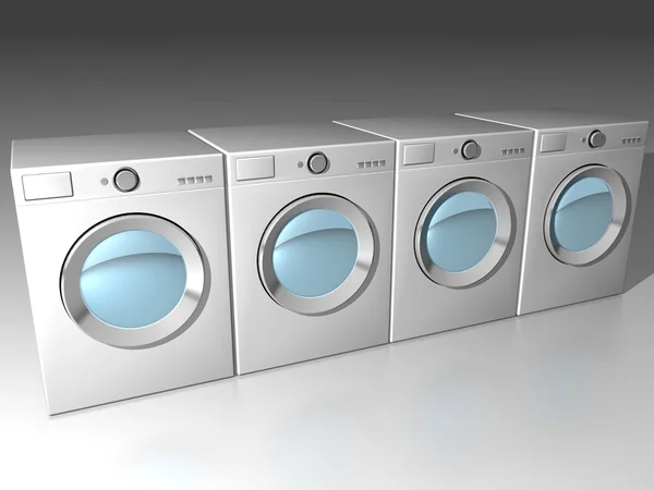 Vaskemaskiner på rad – stockfoto