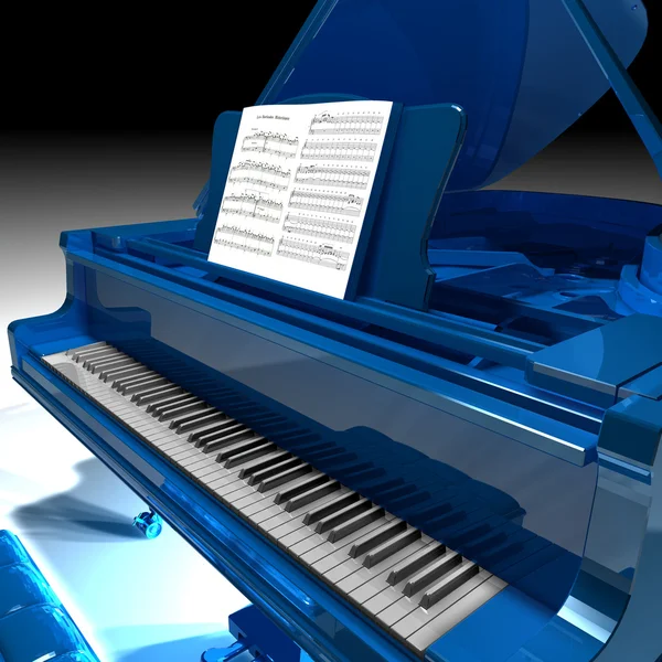 青色のグランド ピアノ ストック写真