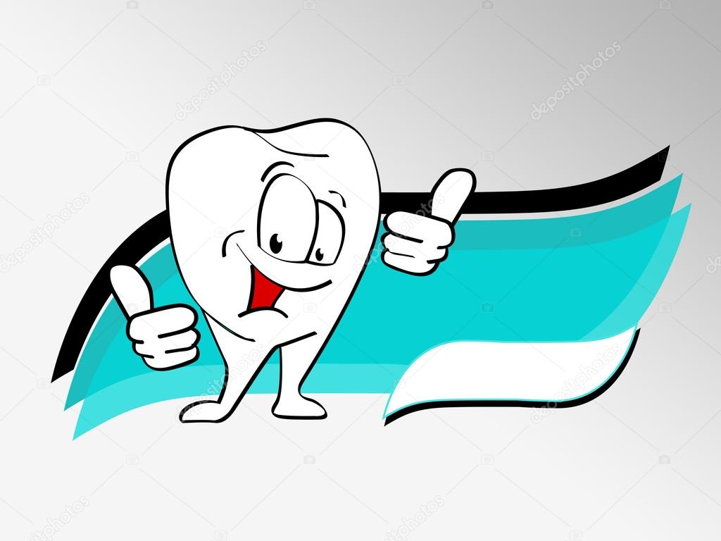 Cartoon tooth with thumb up