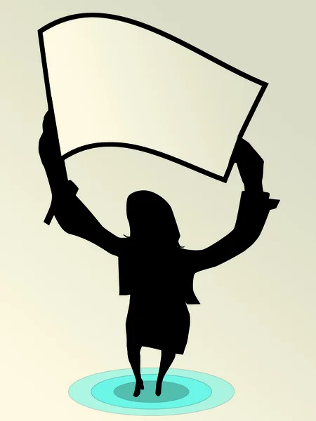 Silueta de mujer con pancarta — Foto de Stock