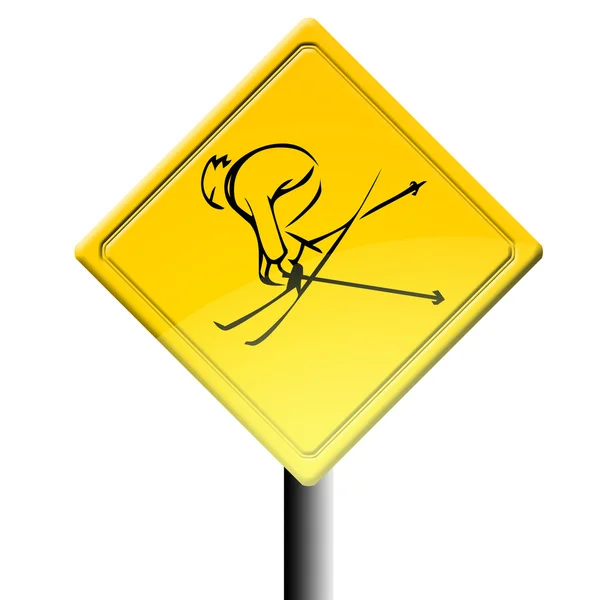 滑雪者的道路标志 — 图库照片
