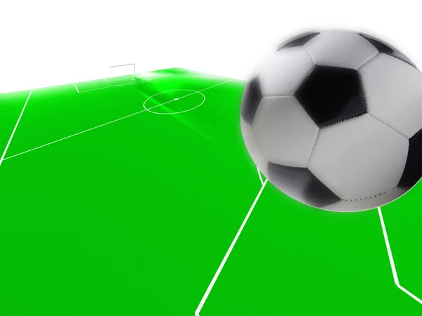 Футбольное поле с мячом — стоковое фото