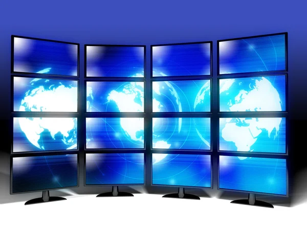 Mapa do mundo na TV — Fotografia de Stock
