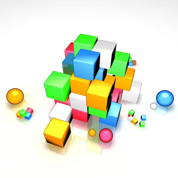 Cubes 3d sur blanc — Photo