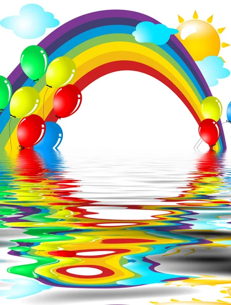 Rainbow and reflection in water — Stock Photo, Image