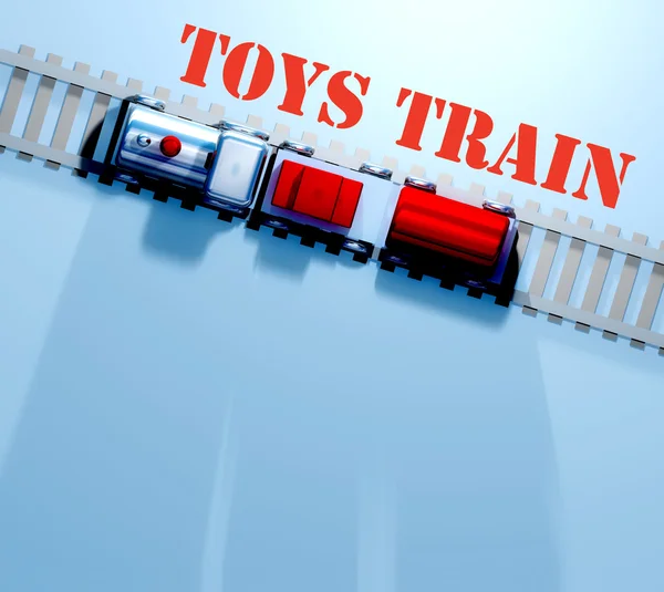 Leksakståg med vagnar — Stockfoto