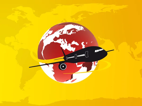 Projeto do globo com avião — Fotografia de Stock