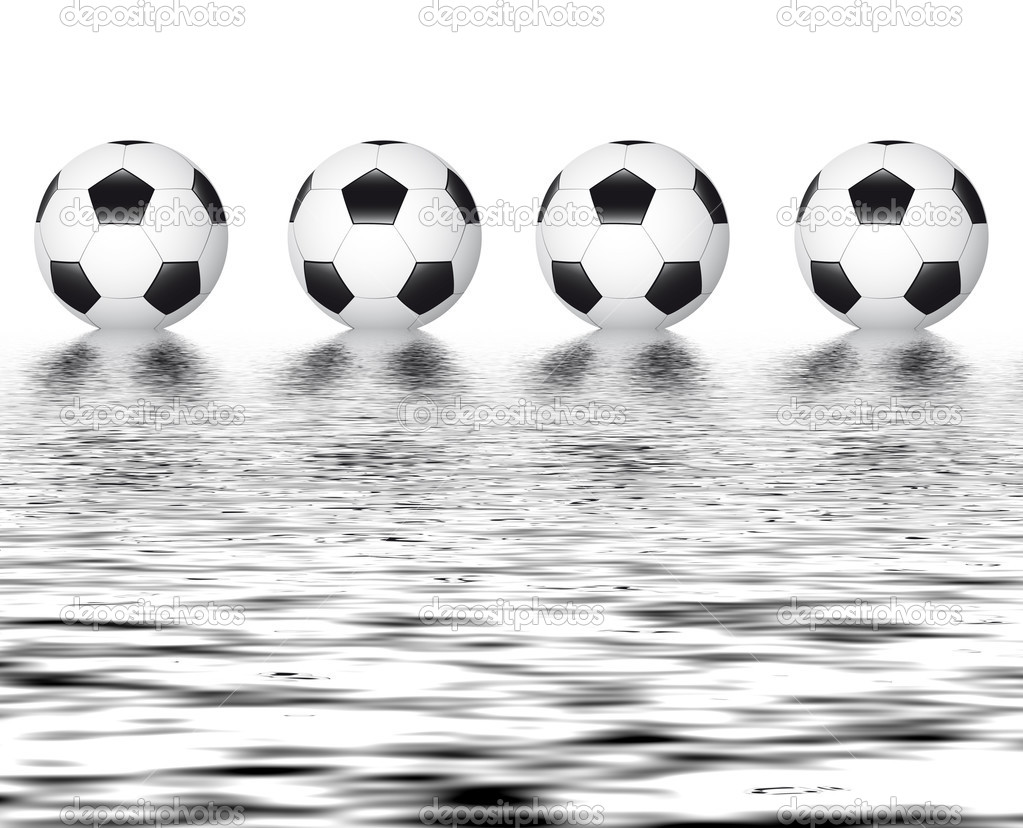 Soccer balls in the water