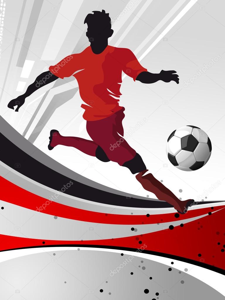 Silhouette of soccer player with ball