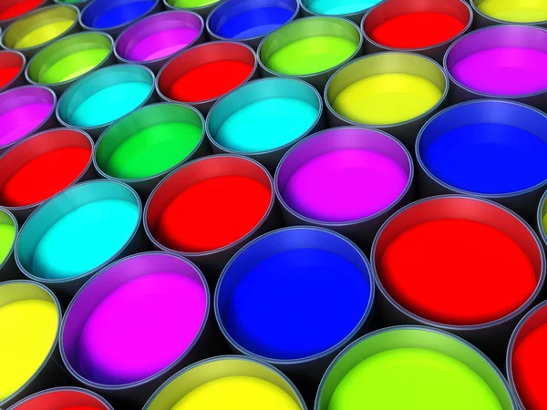 Set barattoli di vernice colorata — Foto Stock