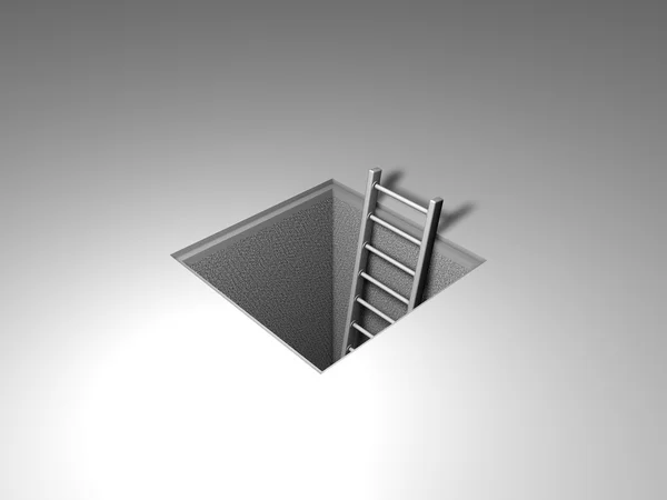 Escada no buraco quadrado — Fotografia de Stock