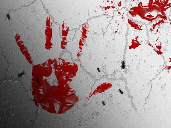 Blodiga utskrift av en blödande hand — Stockfoto