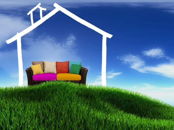 House in field — Stock Photo, Image