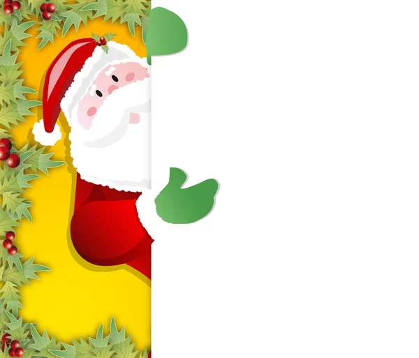 Santa Claus behind blank sign — Stock Photo, Image