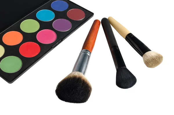 Make-up paleta a štětce — Stock fotografie