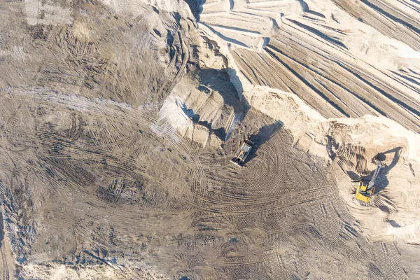 Excavadora Que Trabaja Movimiento Tierras Extracción Minerales Excavadora Excava Arena —  Fotos de Stock