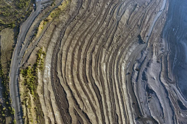 Open Pit Mining Steel Production Giant Iron Ore Quarry Aerial — стоковое фото