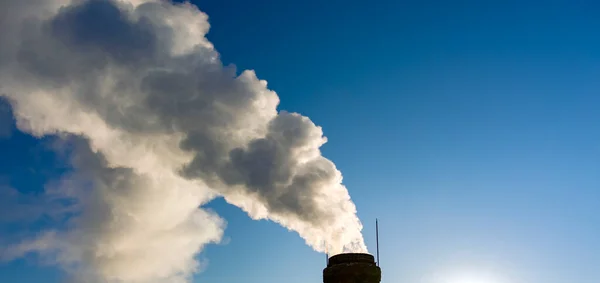 Smoke Comes Out Chimney Industrial Plant High Content Co2 Other — Foto Stock