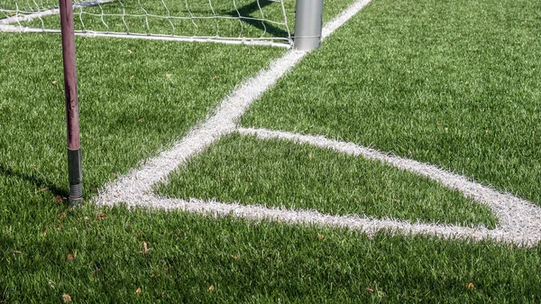 Weiße Markierungen Auf Einem Künstlichen Fußballplatz — Stockfoto