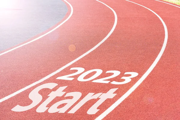 Running track in the stadium with the inscription \