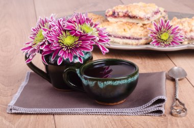 Kahve Kupası ve böğürtlen pasta